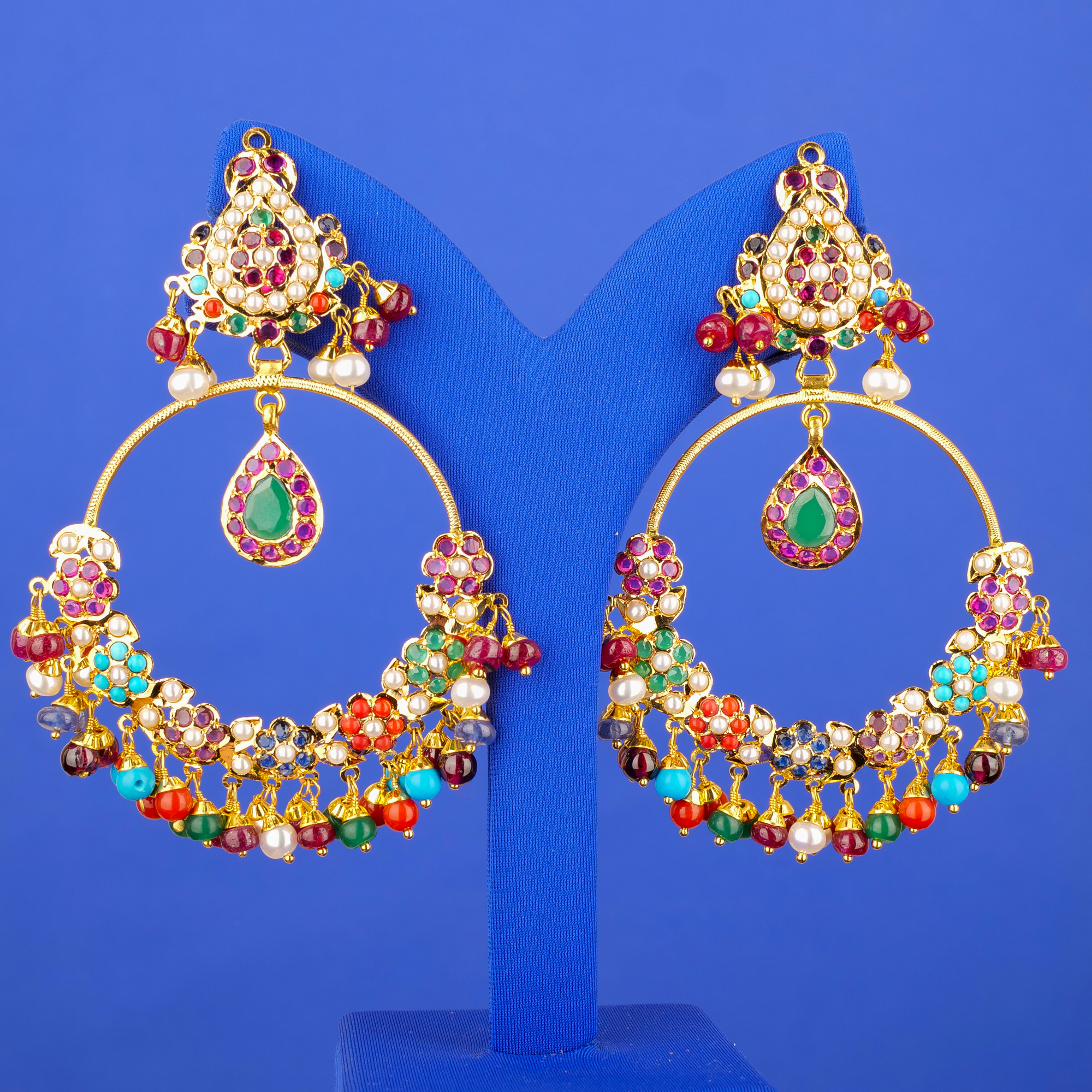 22K Navratna 'Chandbali' Earrings