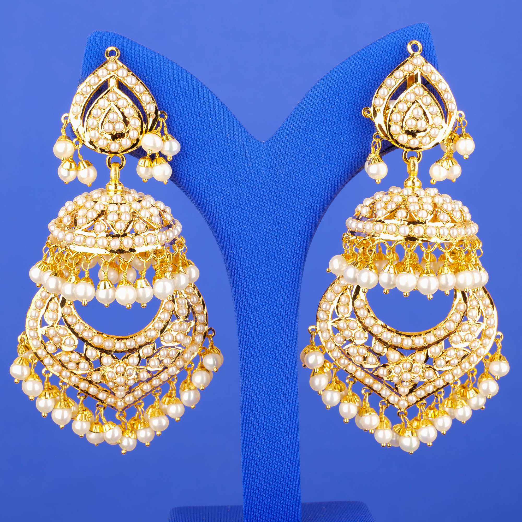 22K Pearl 'Chandbali' Earrings