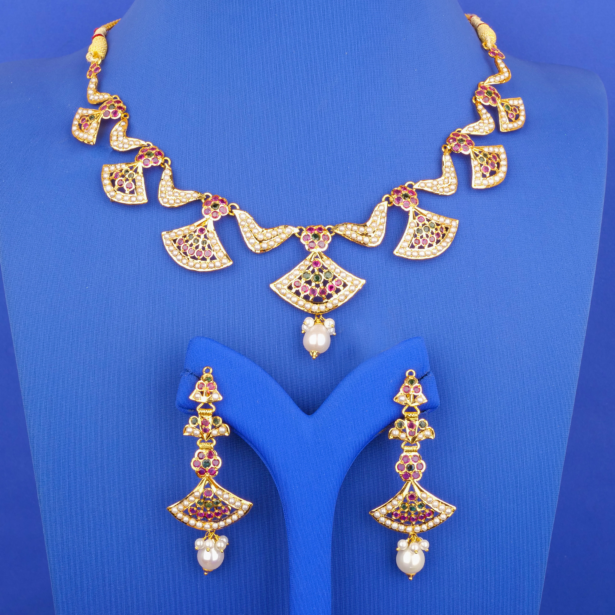 22K Pearl RE Necklace Earring Set