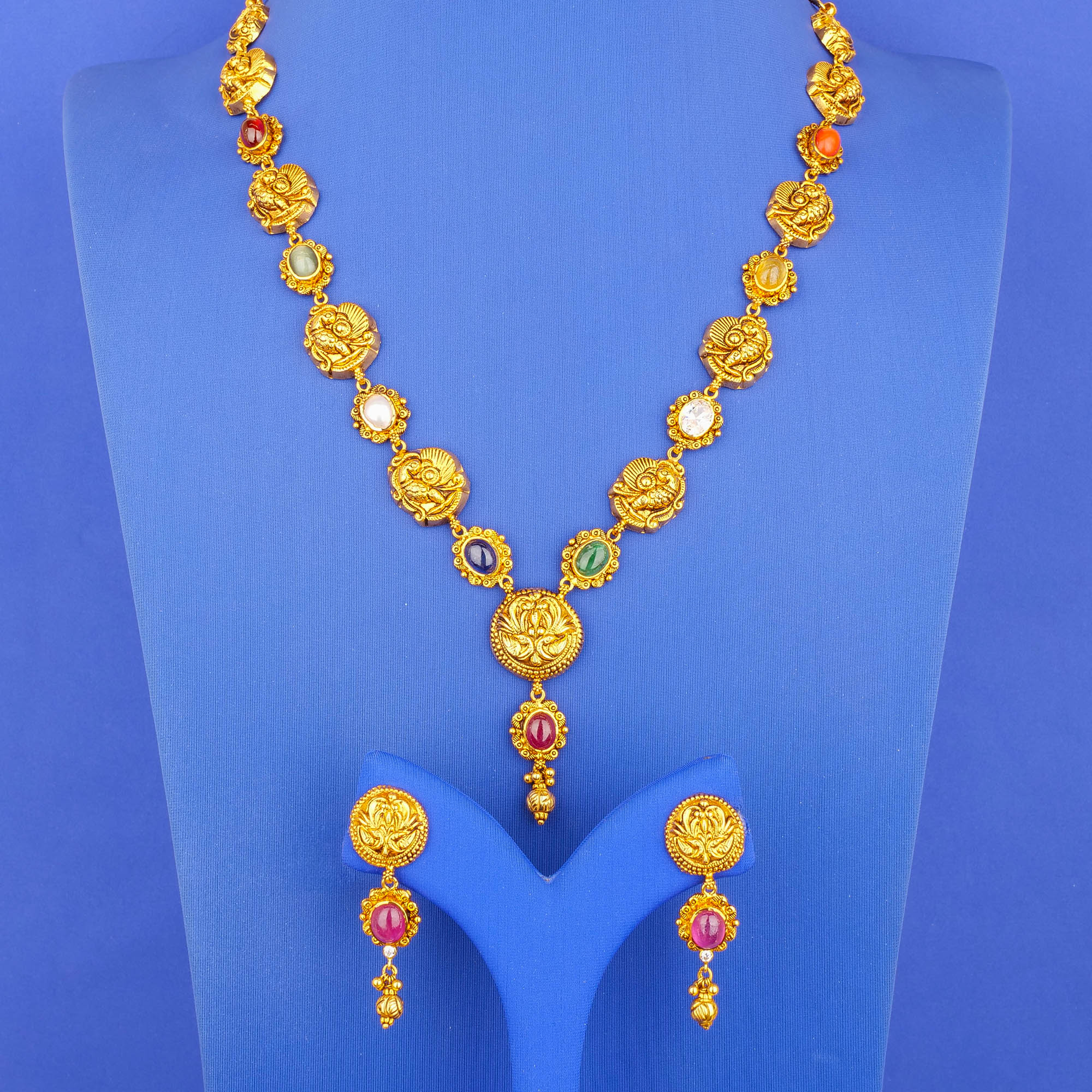 22K 'Antique' Navratna NE Set