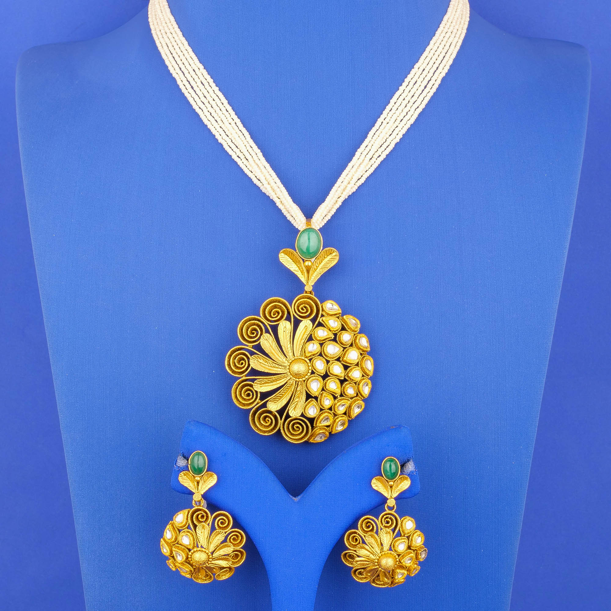 22K 'Antique' Kundan PE Set