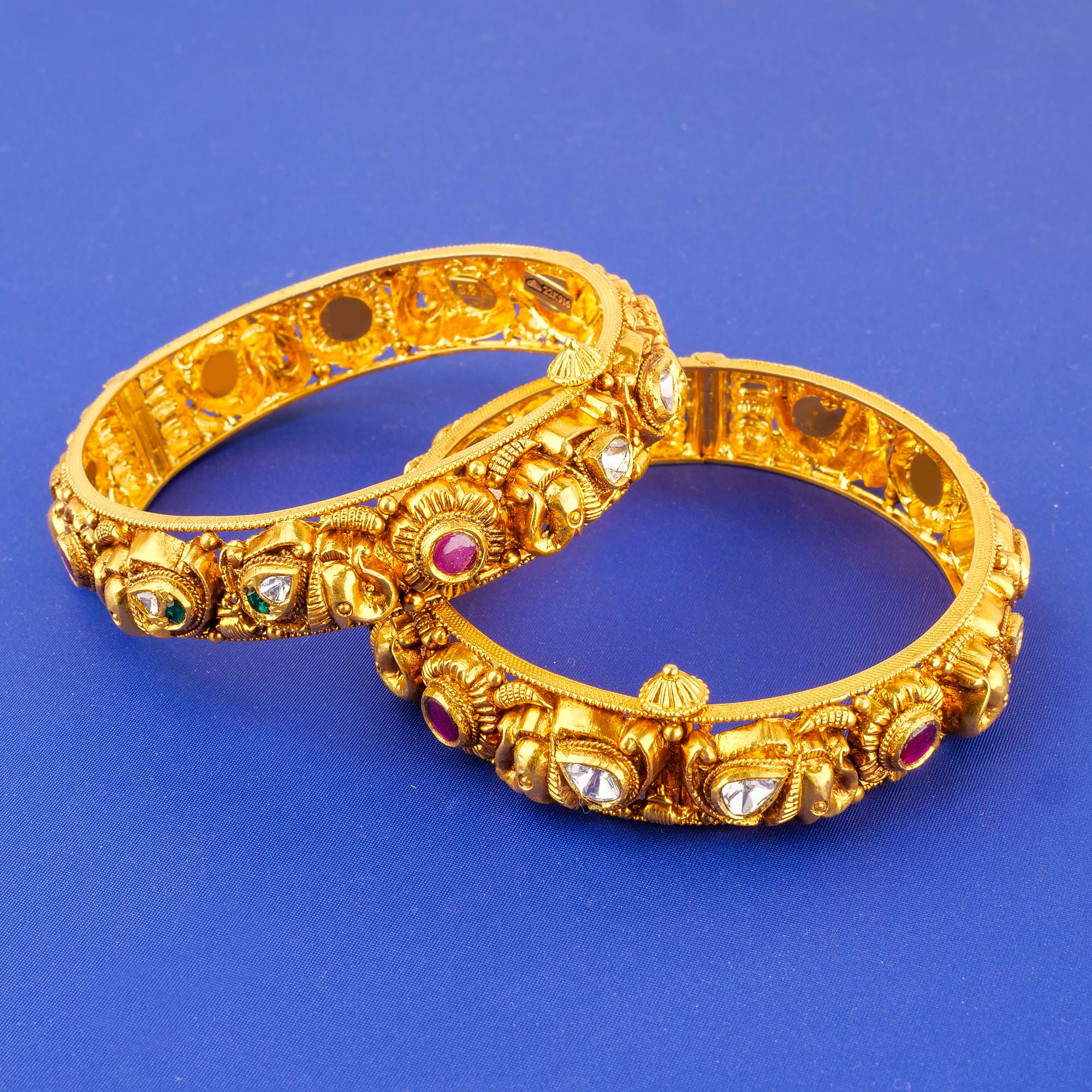 22K 'Antique' Kundan Bangles