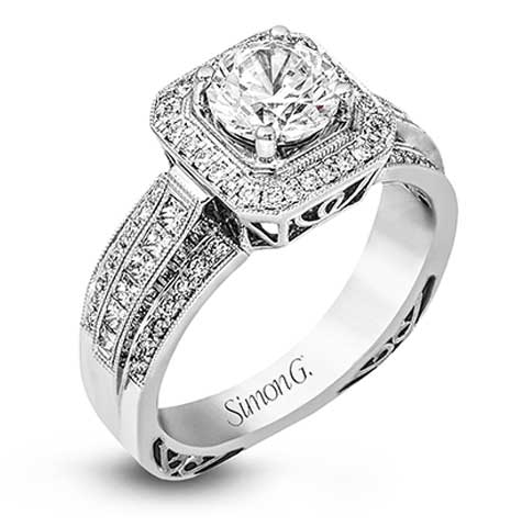 Engagement Ring 18k Gold White Semi